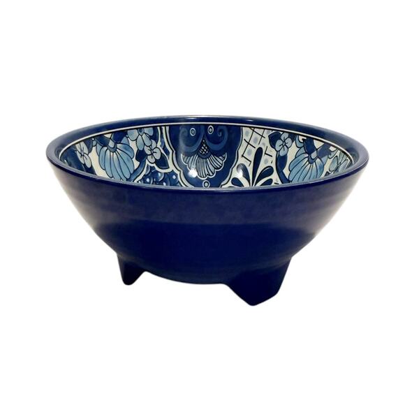 Nicole Miller Blue Mexican Molcajete Style Melamine Salsa Guacamole Dip Bowls - Picture 6 of 10
